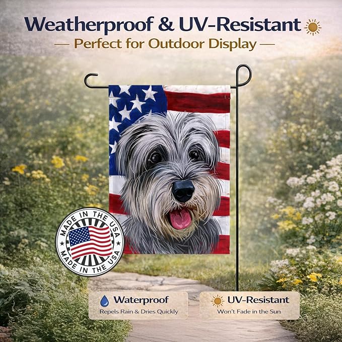 Caroline's Treasures CK6619GF Miniature Schnauzer Dog American Flag Garden Flag Mailbox Flag Decorative Yard Flag Banner Outside Patio Artwork Yard Flower Beds, Garden Size, Multicolor