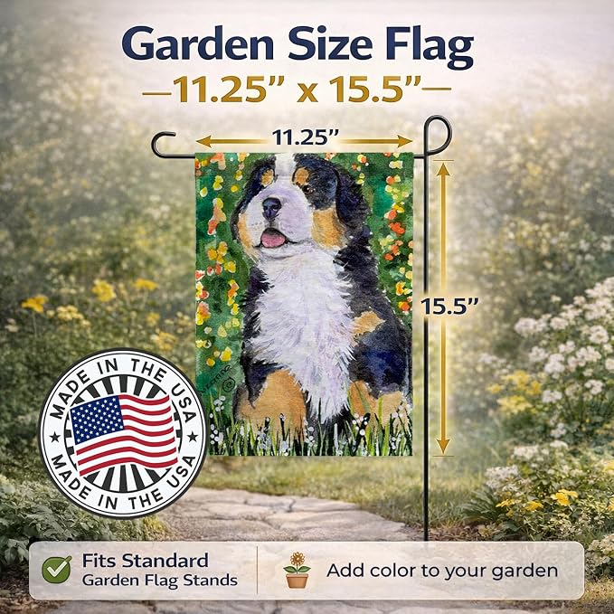 Caroline's Treasures SS8955GF Bernese Mountain Dog Garden Flag Mailbox Flag Decorative Yard Flag Banner Outside Patio Artwork Yard Flower Beds, Garden Size, Multicolor