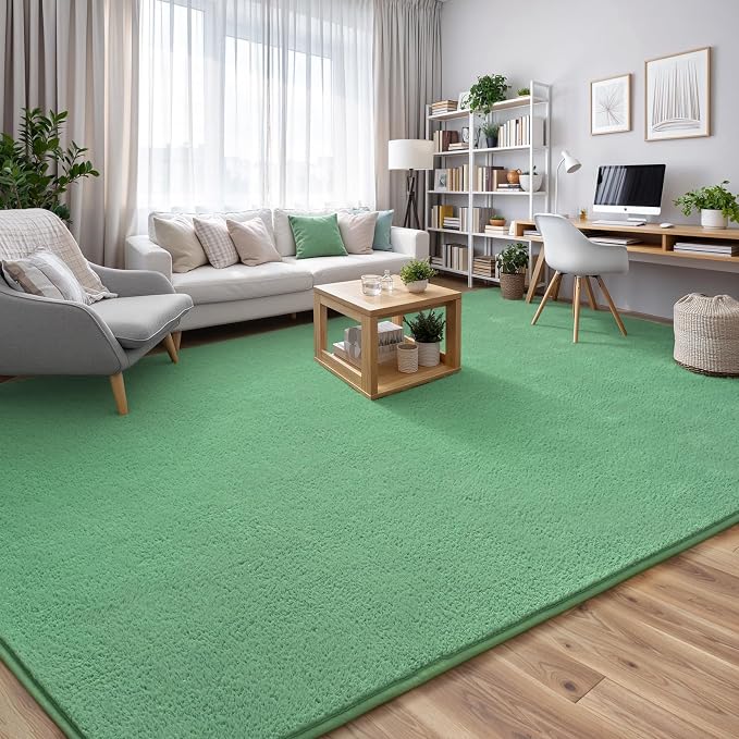 Keeko 4x6 Area Rugs for Living Room,Soft Washable Memory Foam Bedroom Rug | Indoor Throw Rug Low Pile Minimalist Non Slip Carpet for Kids Nursery Classroom Dorm Room Home Decor Sage Green