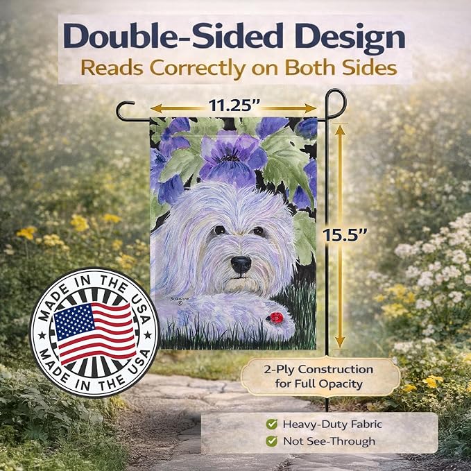 Caroline's Treasures SS8349GF Coton de Tulear Garden Flag Mailbox Flag Decorative Yard Flag Banner Outside Patio Artwork Yard Flower Beds, Garden Size, Multicolor