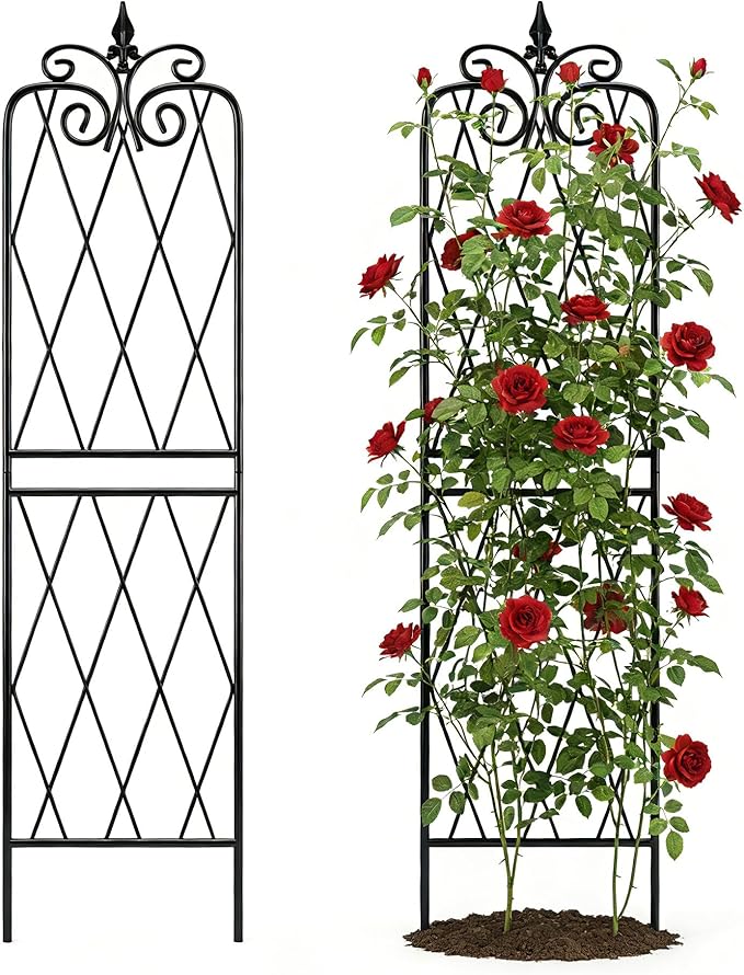 2 Pack 71" H x15 W Trellis,Black Garden Trellis for Climbing Plants Outdoor Metal Frame Sturdy Trellis for Rose