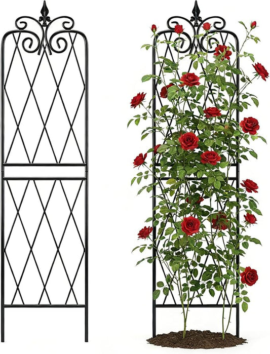 2 Pack 71" H x15 W Trellis,Black Garden Trellis for Climbing Plants Outdoor Metal Frame Sturdy Trellis for Rose