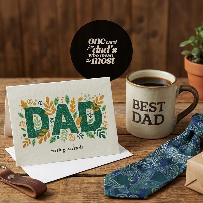 Dad Greeting Cards – 5 Sets of Gift Cards with White Envelope Each, Embedded with Wildflower Seeds, Plantable and Writable Greeting Cards for Dad's Day, Appreciation to Him, Father's Birthday Gift