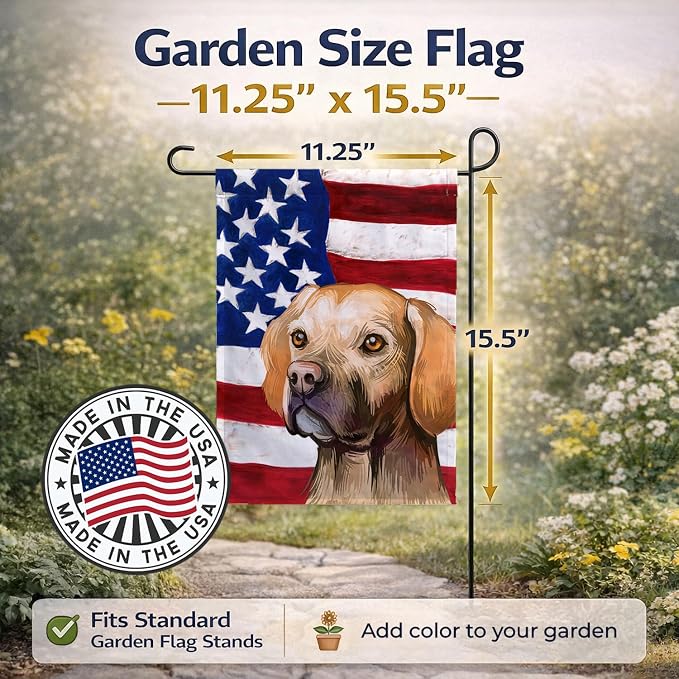 Caroline's Treasures CK6660GF Portuguese Pointer Dog American Flag Garden Flag Mailbox Flag Decorative Yard Flag Banner Outside Patio Artwork Yard Flower Beds, Garden Size, Multicolor