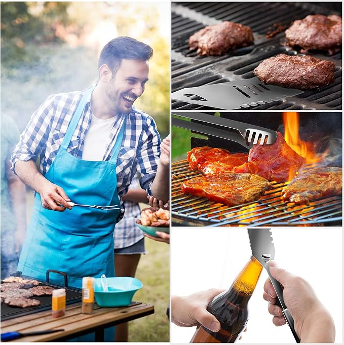 Home-Complete 18-Piece BBQ Grill Set, 16-pc Stainless Steel Barbecue Tools Kit with Aluminum Case and 2-Pack BBQ Grill Mats