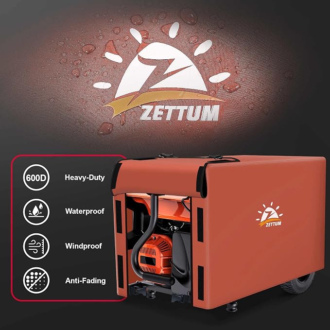 Zettum Generator Cover 25 Inch - 600D Outdoor Generator Cover Heavy Duty Waterproof, Small Equipment Cover Outside for DuroMax, Westinghouse, Champion, Predator, Honda Portable Generator 3000-5000W