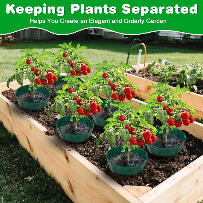 3 Pack of 12 Inch Planting Grow Rings, Planting Protective Round Garden Edging, Keeping Plants Separated, Weed Control and Directing Water to the Roots (12 Inch - 3 Pack - Green)