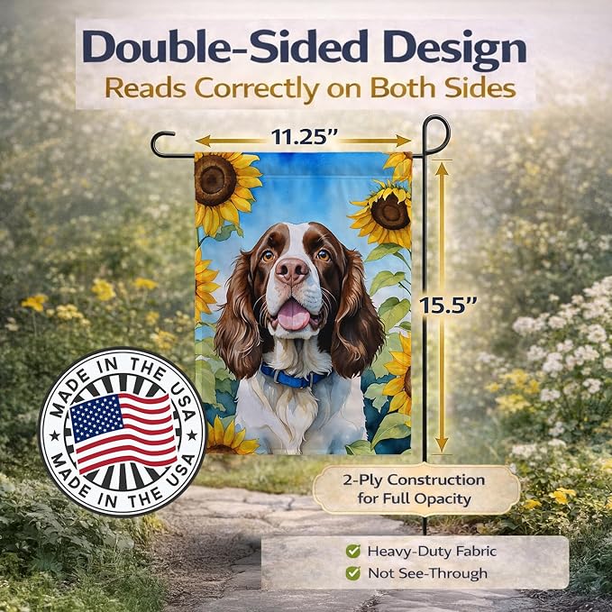 Caroline's Treasures DAC6076GF English Springer Spaniel in Sunflowers Garden Flag Mailbox Flag Decorative Yard Flag Banner Outside Patio Artwork Yard Flower Beds, Garden Size, Multicolor
