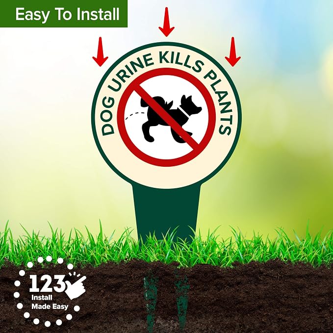 Dog Urine Kills Plants, Please Curb Your Dog Sign, 11"x21", Heavy Duty Integrated Ground Stakes, Indoor/Outdoor Use, Rust Free Aluminum Composite, Made in USA by My Sign center