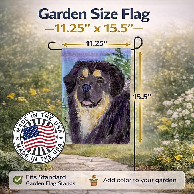 Caroline's Treasures SS8930GF Tibetan Mastiff Garden Flag Mailbox Flag Decorative Yard Flag Banner Outside Patio Artwork Yard Flower Beds, Garden Size, Multicolor