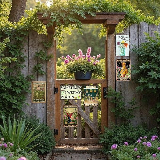 Funny Garden Metal Signs Yard Art For Outside Garden Wall Art Decor Outdoor Hoeing Ain'T Easy Gardening Tin Sign Vintage Greenhouse Signs 8x12 Inch