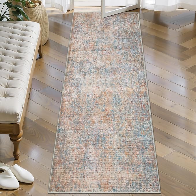 Tangsoo Abstract 2x6 Washable Runner Rug, Modern Non Slip Runner Rugs | Contemporary Indoor Soft Low Pile Hallway Runner Rug, Print Carpet Runners for Laundry Entryway Bedroom Kitchen Home Decor