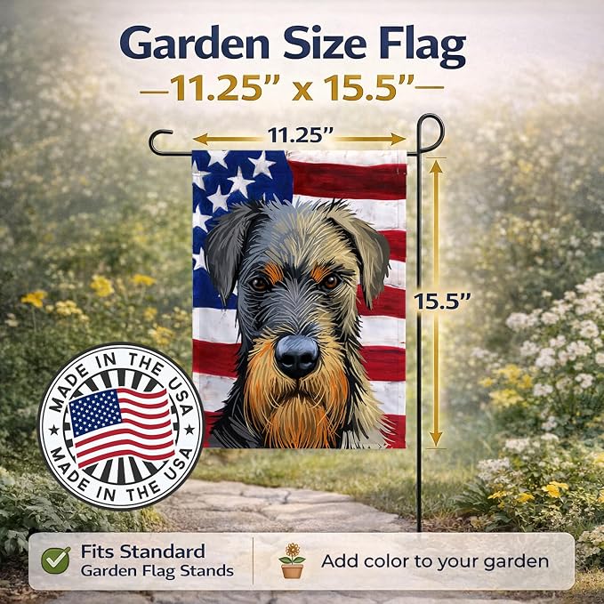 Caroline's Treasures CK6578GF Jagdterrier American Flag Garden Flag Mailbox Flag Decorative Yard Flag Banner Outside Patio Artwork Yard Flower Beds, Garden Size, Multicolor