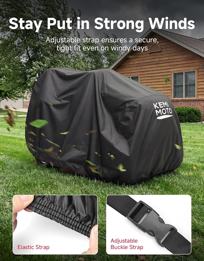 KEMIMOTO Riding Lawn Mower Cover with Windproof Buckle, Universal Fit for Riding Lawnmowers with decks up to 54'', Compatible with John Deere, Husqvarna, Cub Cadet, Toro, Ryobi, 420D Oxford