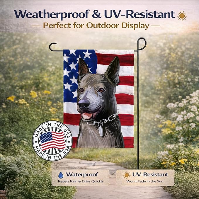 Caroline's Treasures CK6733GF Taiwan Dog American Flag Garden Flag Mailbox Flag Decorative Yard Flag Banner Outside Patio Artwork Yard Flower Beds, Garden Size, Multicolor