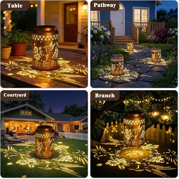 Birthday Gifts for Women Men, Garden Decor Hummingbird Solar Lanterns Outdoor Waterproof, Teacher Appreciation Gifts, Graduation Gifts, Mother Day Gifts for Mom