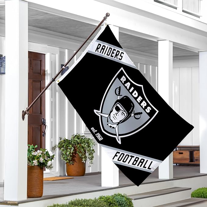 NFL Las Vegas Raiders Vintage Logo 3' x 5' Outdoor Durable Flag with Grommets, Outdoor Banner for Garden Patio Decoration, Indoor Wall Decor Flag for Room, Works with Flag Poles for Outside House