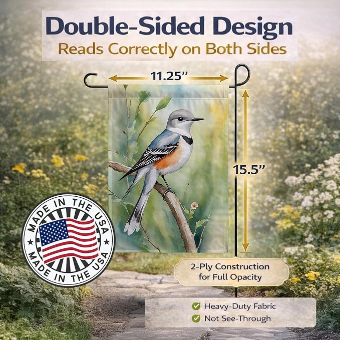 Caroline's Treasures Oklahoma Scissortailed Flycatcher Garden Flag Mailbox Flag Decorative Yard Flag Banner Outside Patio Artwork Yard Flower Beds, Garden Size, Multicolor