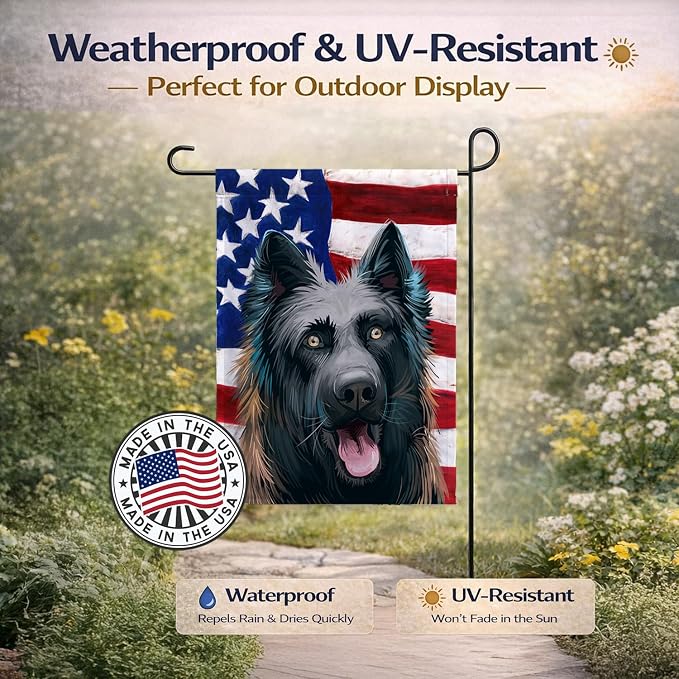 Caroline's Treasures CK6507GF Dutch Shepherd Dog American Flag Garden Flag Mailbox Flag Decorative Yard Flag Banner Outside Patio Artwork Yard Flower Beds, Garden Size, Multicolor