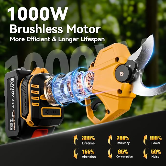 2-in-1 Pole Pruning Shears, 1.4" Cutting Diameter Cordless Electric Pole Pruners - Brushless Motor, 2x4.0Ah Batteries, Extra SK5 Blade, 4 Modes Adjustable Branch Cutter for Garden & Flower (Blue)