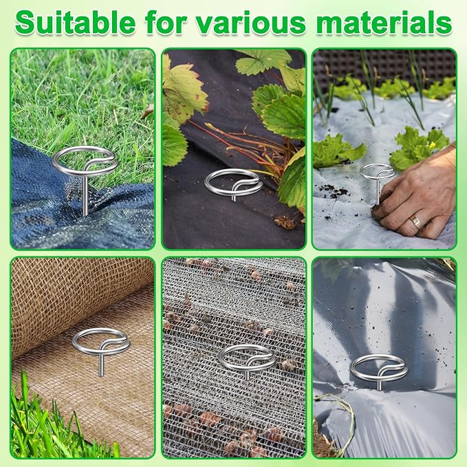 80 Pcs 6-Inch Heavy-Duty Galvanized Landscape Staples – Thickened 8 Gauge Circle Top Pins, Rust-Resistant for Weed Barrier, Landscape Fabric, and Garden Projects