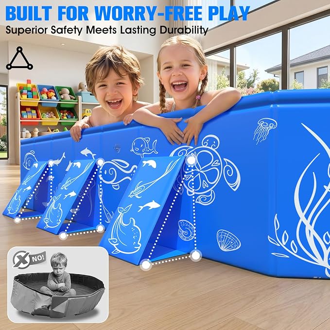 2026 Kiddie Pool with Canopy,Baby Beach Pool for Toddler53×40×33IN | Non-Inflatable Portable Pool for Kids,Foldable Toddler Pool with Shade,Kiddie Pool for Backyard,Pop Up Baby Swimming Pool