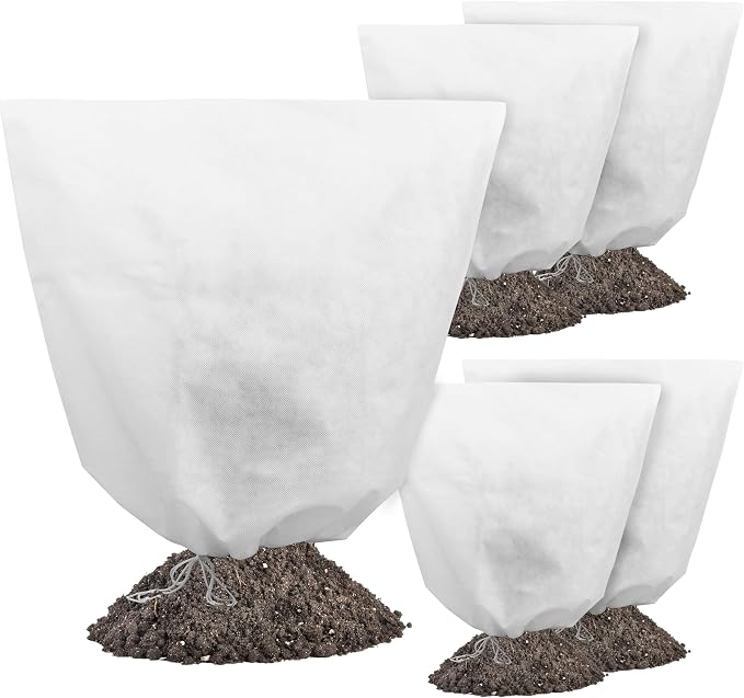 Gardzen 5-Pack Plant Covers Freeze Protection, Drawstring Tree Cover, Winter Freeze Plant Protection, Tree Jacket Frost Blanket for Outdoor Plants, 22.4" x 24"