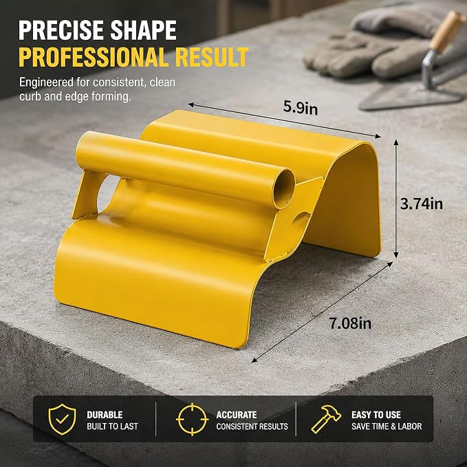 Concrete Curb Trowel, Landscape Curb Trowel with Putty Knife Stainless Steel Curb Tool for Concrete Edging and Border Finishing