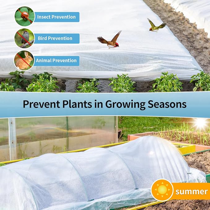 Insoma 1.1oz/yd Plant Covers Freeze Protection,8 * 24ft Floating Row Cover for Garden, Frost Plant Blanket for Winter Frost/Sun Pest Protection
