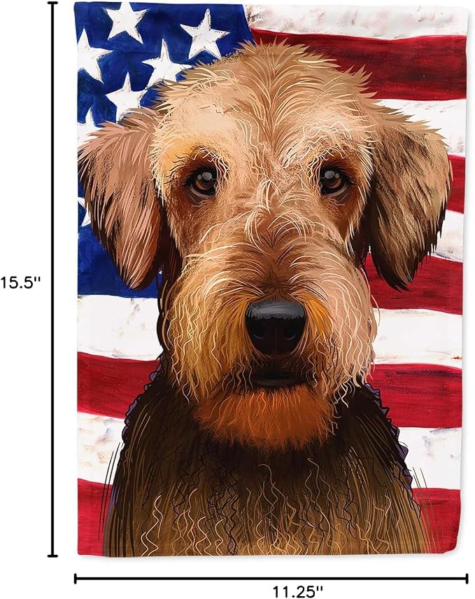 Caroline's Treasures CK6385GF Airedale Terrier American Flag Garden Flag Mailbox Flag Decorative Yard Flag Banner Outside Patio Artwork Yard Flower Beds, Garden Size, Multicolor