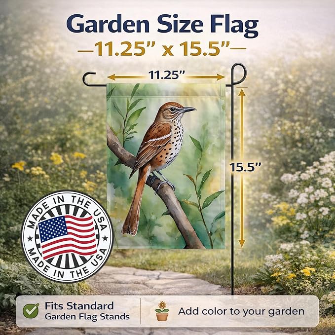 Caroline's Treasures Georgia Brown Thrasher Garden Flag Mailbox Flag Decorative Yard Flag Banner Outside Patio Artwork Yard Flower Beds, Garden Size, Multicolor