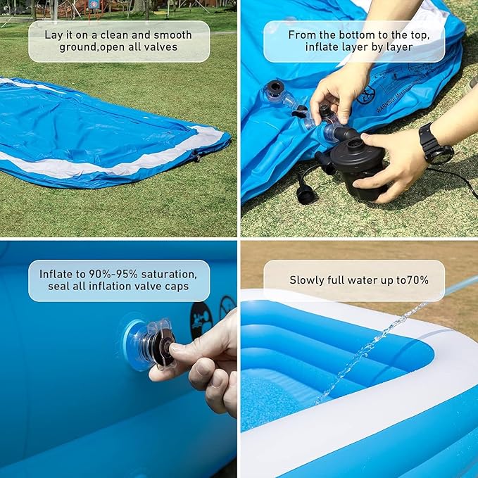 Inflatable Swimming Pool 71” x 51” x 28” Inflatable Family Swimming Pool for Summer Water Party, Adults, Outdoor, Garden, Backyard