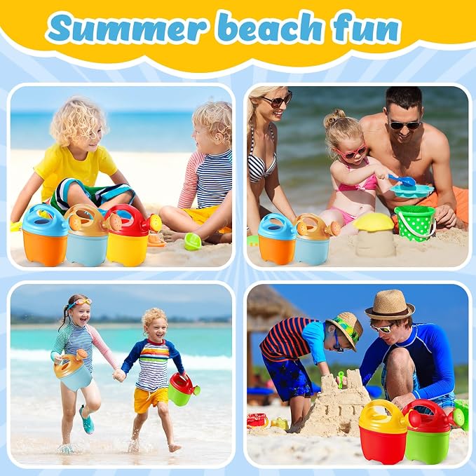 Lenwen 6 Packs Plastic Watering Can for Kids Garden Equipment Toy Watering Pail for Girls and Boys Plant Watering Can Bath Garden Toys Gardening Beach Tools (6 Colors)