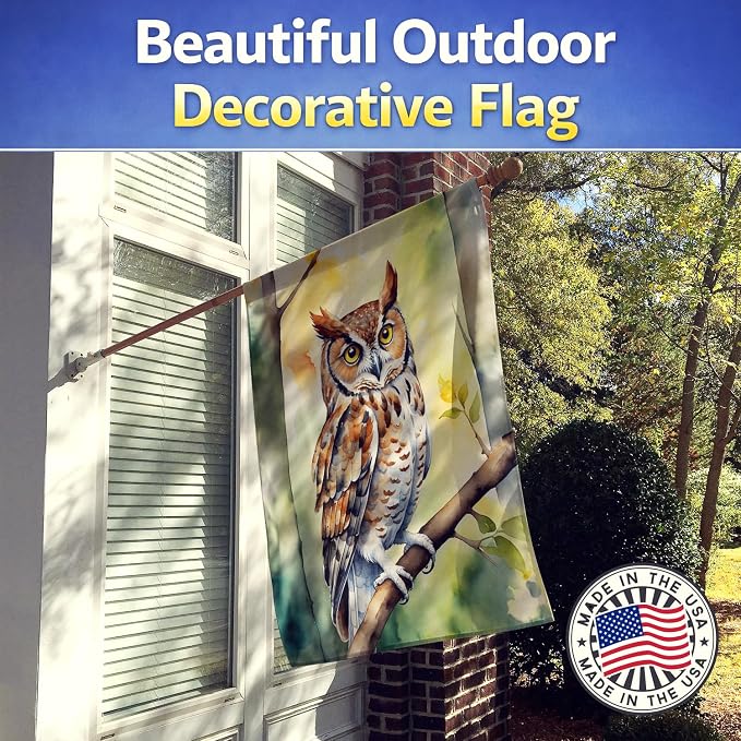 Caroline's Treasures Eastern Screech Owl House Flag Large Porch Sleeve Pole Decorative Outside Yard Banner Artwork Wall Hanging, Polyester, House Size, Multicolor