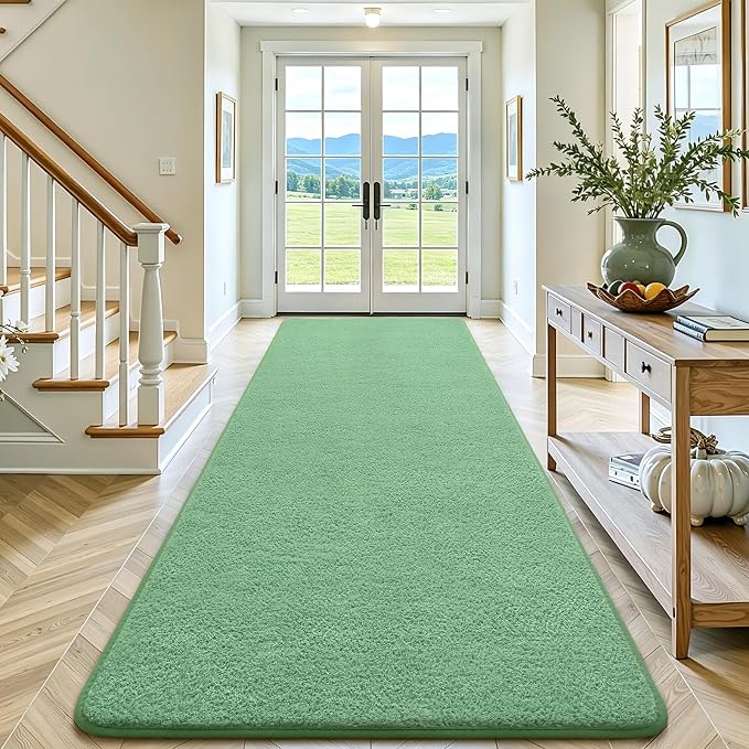 Keeko 2x6 Area Rugs for Living Room,Soft Washable Memory Foam Bedroom Rug | Indoor Throw Rug Low Pile Minimalist Non Slip Carpet for Kids Nursery Classroom Dorm Room Home Decor Sage Green