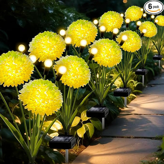 Solar Lights Outdoor Waterproof, 6 Pack Solar Firefly Swaying Lights with Flowers, Flower Light Garden Decor for Outside Yard Patio Thanksgiving Christmas for Women Grandma