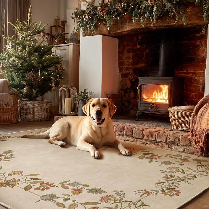 3x5 Small Area Rugs for Entryway: Machine Washable Rug Stain Resistant Non Slip Low Pile Soft Faux Wool Lightweight Entry Rug for Bedroom Living Room Bathroom Laundry Room Kitchen Home Office Indoor