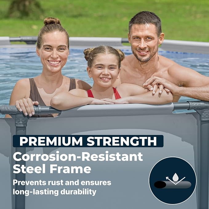 Bestway Steel Pro MAX 14' x 48" Above Ground Pool, Round Metal Frame Outdoor Swimming Pool Set with Filter Pump, Ladder, and Cover, Gray