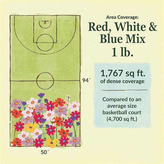 Ferry Morse Flower Seeds - Red, White & Blue Wildflower Mix, Non-GMO, Wild Flowers - 1 lb
