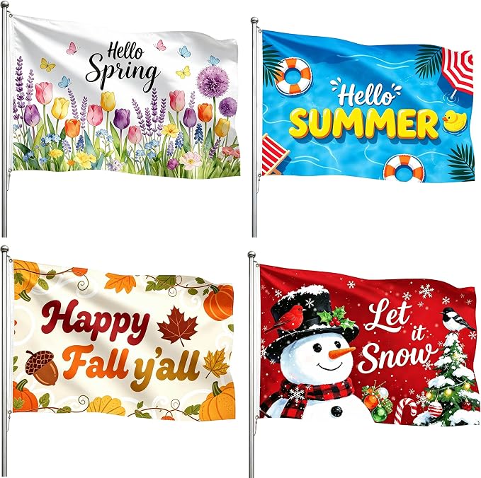 Seasonal Flags 3x5 Ft, Outdoor Seasonal Flags for Outside, Double Sided 3x5 Seasonal House Flags with Durable Material, Perfect for Yard, Patio & Porch Decor