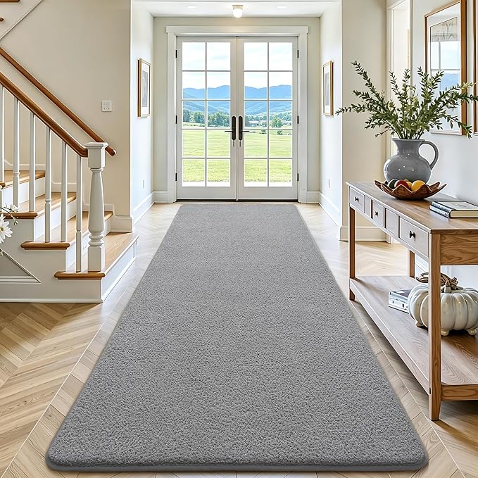 Keeko 2x6 Area Rugs for Living Room,Soft Washable Memory Foam Bedroom Rug | Indoor Throw Rug Low Pile Minimalist Non Slip Carpet for Kids Nursery Classroom Dorm Room Home Decor Grey