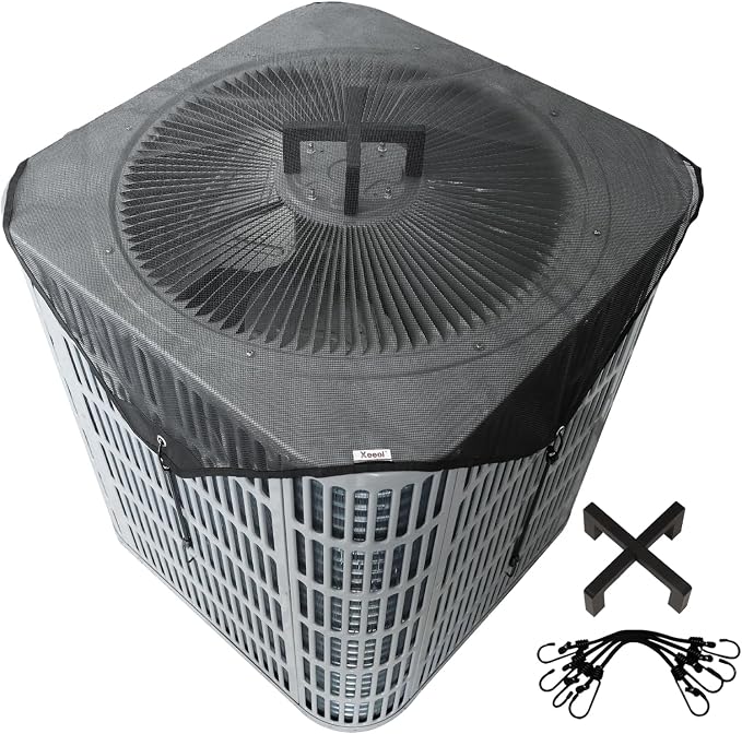 Air Conditioner Covers for Outside, Mesh AC Covers for Outdoor Units, Universal Air Conditioning Cover，One 26in AC Cover and One Support