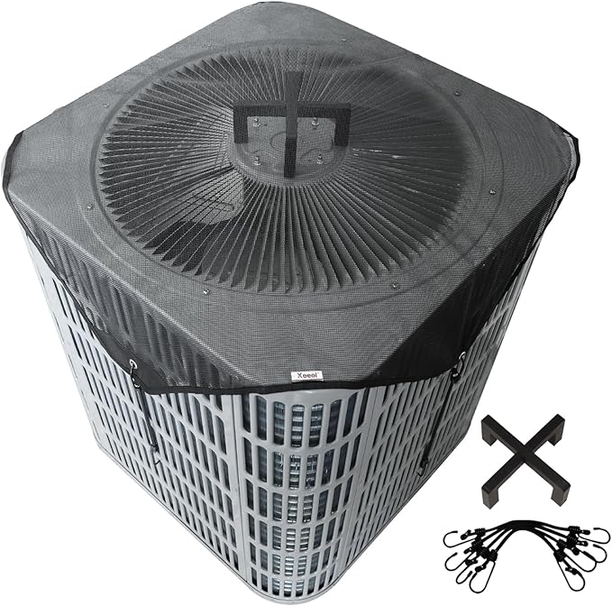 Air Conditioner Covers for Outside, Mesh AC Covers for Outdoor Units, Universal Air Conditioning Cover，One 28in AC Cover and One Support