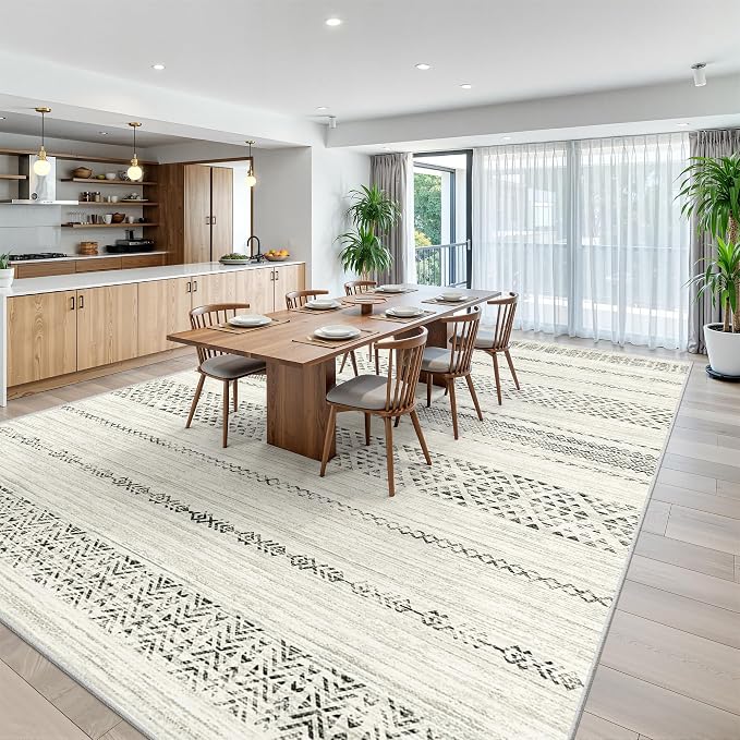 Miukiki 10x14 Area Rugs for Living Room Non Slip Washable Rug Grey | Soft Low Pile Indoor Extra Large Floor Carpet Stain Resistant Machine Washable Rug for Bedroom Dining Room 10'x14'