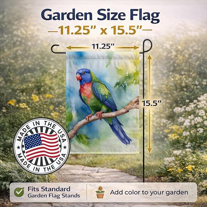 Caroline's Treasures Pionus Garden Flag Mailbox Flag Decorative Yard Flag Banner Outside Patio Artwork Yard Flower Beds, Garden Size, Multicolor