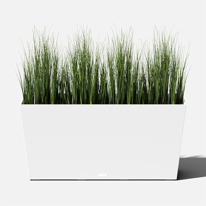 Veradek Pure Series Midori Trough Planter - Large Rectangular Planter for Indoor or Outdoor Deck/Porch | Durable All-Weather Use with Drainage Holes | Modern Decor for Shrubs, Flowers, Small Plants
