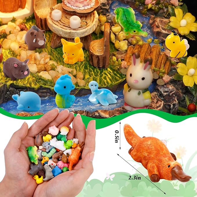 ywevyezc 42 Pcs Mini Resin Animals 42 Styles Resin Animals Figurines Bulk for Micro Fairy Party Favors Garden Hide Accessories Dollhouse Crafts Decor