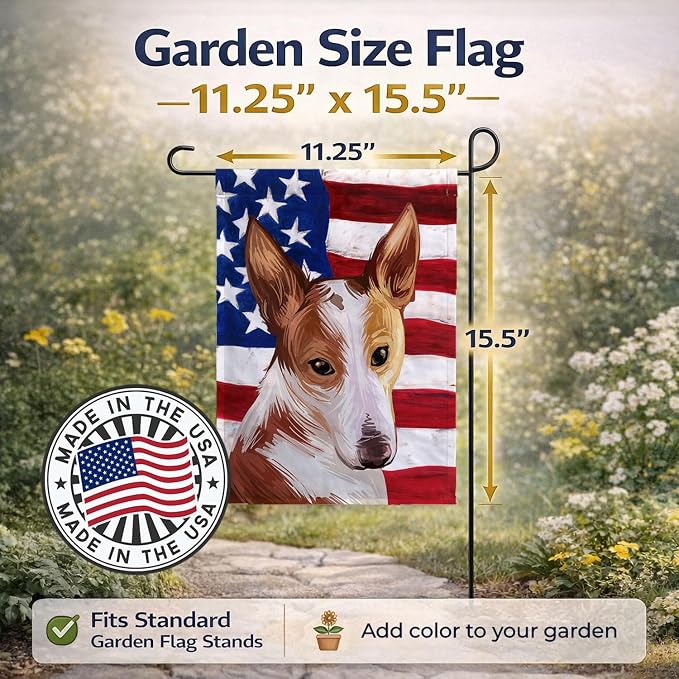 Caroline's Treasures CK6610GF Majorca Ratter American Flag Garden Flag Mailbox Flag Decorative Yard Flag Banner Outside Patio Artwork Yard Flower Beds, Garden Size, Multicolor
