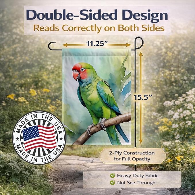 Caroline's Treasures African Ringneck Parrot Garden Flag Mailbox Flag Decorative Yard Flag Banner Outside Patio Artwork Yard Flower Beds, Garden Size, Multicolor