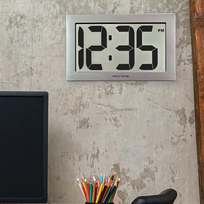 AcuRite 75102 9.5" Large Digital Clock with Intelli-Time Technology